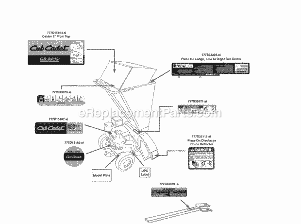 Tow Bar Assembly Diagram and Parts List for 24A-41M4710 2017 Cub Cadet Log Splitter